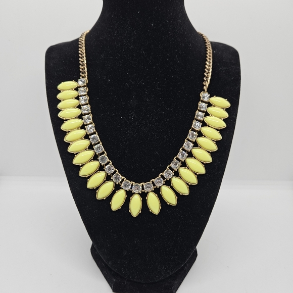 J. Crew gold tone necklace with clear crystals and yellow acrylic pieces - Picture 1 of 4
